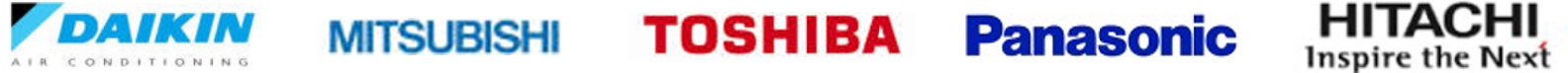 DAIKIN、MITSUBISHI、TOSHIBA、Panasonic、HITACHI